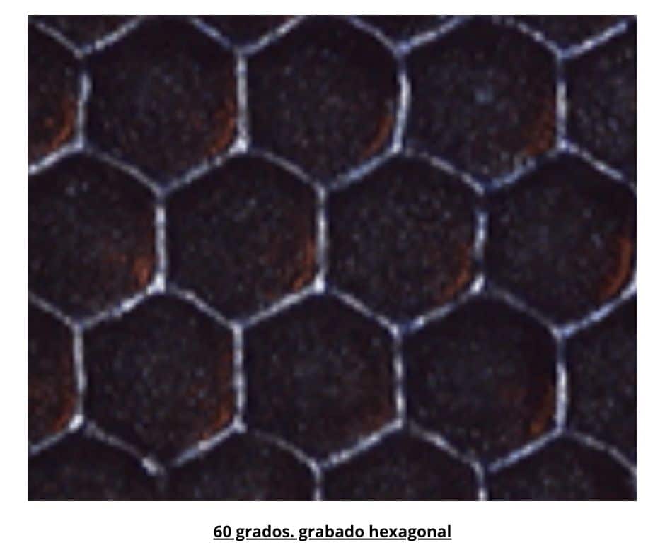 60 grados. grabado hexagonal